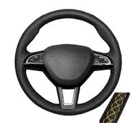 Customized Factory Leather Car Steering Wheel Cover For Octavia For Fabia For Rapid Spaceback For Superb (3-Spoke) Breathable(Yellow Thread)