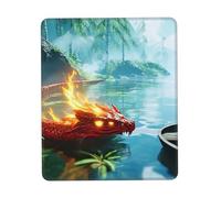 Customized Fire red Chinese Loong Mouse Pad - Unique Design for Gaming & Office, Full-Color Print, Non-Slip Rubber Base, Perfect for Laptop & Computer Desks