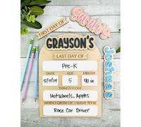 Customized First and Last Day School Sign,Personalized Reusable Back to School Sign Photo Prop,Interchangeable Names Wood Board,Decorative Signs & Plaques (25x30cm9.8 x12)