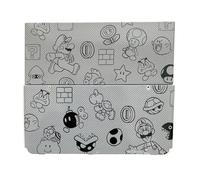 Customized for New3DS Extra Faceplate Replacement Shells Mario Grey Limited Edition, for New 3DS Small Handheld Game Console, Top & Bottom White/Black Back Cover Plates Outer Coverplate