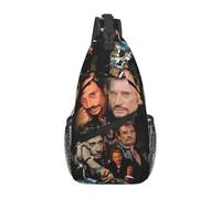 Customized French Rock Legend Johnny Hallyday Sling Bags for Men Shoulder Chest Crossbody Backpack Cycling Camping Daypack