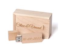 Customized Gift Personalised Engraved Flash Drive USB 2.0 Memroy Stick, Personalised Gift Engraved Wooden USB Flash Drive for Wedding, Anniversary, Graduation, Birthday