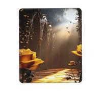 Customized Golden Heavenly Light, Rose Background Mouse Pad - Unique Design for Gaming & Office, Full-Color Print, Non-Slip Rubber Base, Perfect for Laptop & Computer Desks