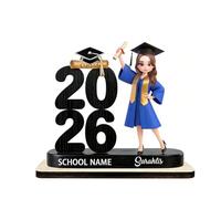 Customized Graduation Theme Plaque For Son And Daughter Personalized Name Heartwarming Decorative Gift To Graduate From Family Friends Custom Cartoon Figure Unique Wooden Table Plaque Presents