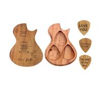 Customized Guitar Picks, 3 Pack Personalized Guitar Picks with Case, Wood Guitar Pick Holder Personalized and Customizable for the Perfect Gift (Box*1 Guitar Picks*3),A