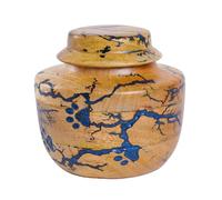 Customized Handmade Wood & Blue Resin Cremation Urn for Human & Pet Ashes, Large Fractal Burn Memorial Funeral Urn Box for Adults, Men or Women, Wooden Keepsake Pet Ash Storage - Burial Urns for Pets
