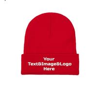 Customized Hat Slouch Red Beanie Your Text&Image&Logo Here Warm Knit Skull Cap