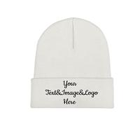 Customized Hat Slouch White Beanie Your Text&Image&Logo Here Personalized Hat