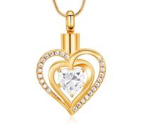 Customized Heart Shaped Urn Necklaces for Ashes with Birthstone Heart Ashes Urn Pendant Waterproof Keepsake Cremation Jewelry with Gift Box
