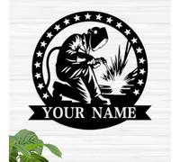 Customized Home Garage Welding Wall Art, Personalized Business Name Welding Sign, Customized Metal Welding Name Sign,Sign For Welder (Style A)