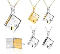 Customized I Love You Book Necklace for Women,Love Book Necklace For My Daughter,Personalized Books Pendant with 10 Pages of Engraved Information,Mom and Dad Gift for Daughter