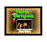 Customized Infinity Mirror Personalised Photos, Desktop LED Night Light Makeup Mirror 2 in 1, Personalised Christmas Gifts for Couple, Friends, Family, Home Decoration Bedroom Office Living Room