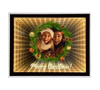 Customized Infinity Mirror Personalised Photos, Desktop LED Night Light Makeup Mirror 2 in 1, Personalised Christmas Gifts for Couple, Friends, Family, Home Decoration Bedroom Office Living Room