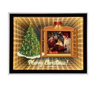 Customized Infinity Mirror Personalised Photos, Desktop LED Night Light Makeup Mirror 2 in 1, Personalised Christmas Gifts for Couple, Friends, Family, Home Decoration Bedroom Office Living Room