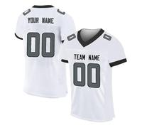 Customized Jersey for Men Women American Football Style T Shirts Personalized Printed Team Name & Number Sport Tops Oversized Polyester Tees Breathable Moisture Wicking Tee Shirts for Women White
