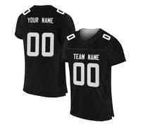 Customized Jersey for Men Women American Football Style T Shirts Personalized Printed Team Name & Number Sport Tops Oversized Polyester Tees Breathable Moisture Wicking Tee Shirts for Women Black