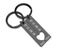Customized Key Chain with Names, Personalized Birthday Flower Gift, Key Chains for Men, Customized Gifts for him (Black)