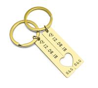 Customized Key Chain with Names, Personalized Birthday Flower Gift, Key Chains for Men, Customized Gifts for him (Gold)