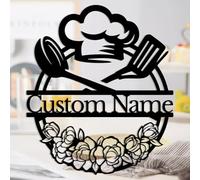 Customized Kitchen Metal Sign,Personalized Indoor Kitchen Sign Name,Kitchen Wall Hanger, Dining Room Decor, Kitchen Wall Art,Nana's Kitchen,Cooking Gift (Style-F)