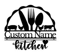 Customized Kitchen Metal Sign,Personalized Indoor Kitchen Sign Name,Kitchen Wall Hanger, Dining Room Decor, Kitchen Wall Art,Nana's Kitchen,Cooking Gift (Style-D)