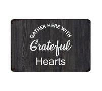 Customized Metal Sign Gather Here with Grateful Hearts Room Decor for Men Garage Signs for Indoor Garden Front Door Art Poster Gift for House 12x18 Inch