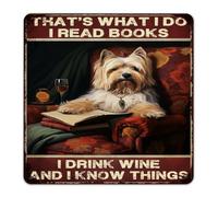 Customized Metal Tin Sign That's What I Do I Read Books I Drink Wine Wall Decorations Metal Plaque for Yard Entryway Office Book Lover Readers Writers Librarian Art Poster Gift for Living Room 12x12