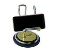 Customized Mobile Holder for Desk,Office, Customised Mobile Stand for Table, Personalised Secret Santa Corporate Gift for Employee (Black,Golden)