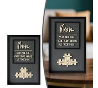 Customized Mom The Piece That Holds Family Wooden Puzzle Sign Heartwarming Day for Grandma from Kids (Black, A)