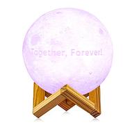 Customized Moon Lamp with Your Own Picture & Words,Private Custom Dimmable 3D Print Moon Night Light with Stand Touch Control USB Rechargeable for Kids Lover Wedding Birthday Gift (5.1 inch/13cm)