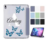 Customized Name Case for iPad Pro 13 Inch (M5) 2025 / (M4) 2024 Custom Personalized Initials Text Folio Flip Slim Soft TPU Clear Back Cover Trifold Stand with Pencil Holder Smart Auto Wake/Sleep