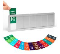 Customized Office Door Sign with Slider 7 Zones, 13 Interchangeable Status Options, Do Not Disturb, In a Meeting, Out of Office, DIY Privacy Indicator for Public Area, Silver 11.2x3.15