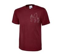 Customized Outline Sketch Photo Embroidery T-Shirt, Birthday Wedding and Anniversary Embroidered Custom Gift Short Sleeve Tee Tops (UK, Alpha, S, XXL, Regular, Regular, LR, Maroon)