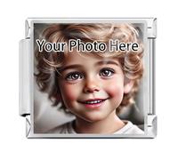 Customized Photo Charm for Italian Charm Bracelet,Fits All Classic 9mm Italian style Bracelets,Silver Gold,Personalised Gift for Family,Friends,Pets,Love,Birthday,Wedding (Silver charm,Silver frame)