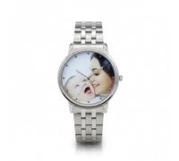Customized Photo Men's Engraved Watch, Personalized Gift for Your Husband, Silver Stainless Steel, Couple's Matching Watch, DIY Commemorative Photo, for Your Wife or Boyfriend.
