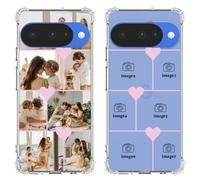 Customized Photos Case for Google Pixel 10 Pro 6.3 inch, Custom Personalized Collage Multiple Pictures Soft TPU Clear Cover with Pink Heart, Gift for Christmas Mother's Day Valentine's Day
