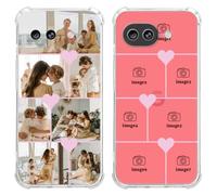 Customized Photos Case for Google Pixel 10A 6.3 inch, Custom Personalized Collage Multiple Pictures Soft TPU Clear Cover with Pink Heart, Gift for Christmas Mother's Day Valentine's Day