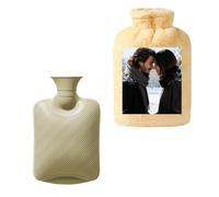 Customized Plush Hot Water Bottle with Removable Faux Rabbit Fur Case - 1L Personalized Picture Message Heat Bag for Cold Seasons,Exclusive Photo Gift for Her,Soft Fleece-Lined Warm Water Bottle