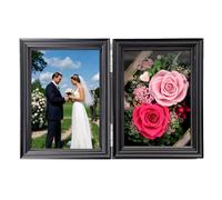 Customized Preserved Flower Photo Frames, Wooden Rose Photo Frames for Personalized Printed Wedding Photos, for a Creative Valentine's Day and Birthday Gift for Men and Women (Square, 7inch/18cm)