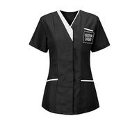 Customized Shirts NurseShirts for Women UK V-Neck Short Sleeve Longline Blouse Pocket Personalized Custom Tops with Text Casual Nursing-Uniform Tunic Top Workwear Custom Your Own Shirt
