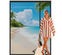 Customized Side Opening Fly Screens for Doors, Magnetic Door Curtain Fly Screen Mesh Curtain with Powerful Magnets and Full Frame Magic Tape