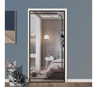 Customized Size Cat Dog Screen Door, Cat Scratch Proof Mosquito Screen Mesh, Self Adhesive Pets Partition Nets, Balcony Safety Screen with Double-side Zipper (W*H:80 * 200cm)