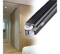 Customized Sliding Closet Door Track Replacement 8ft 12ft 10feet 4ft 16ft 6ft, Invisible Soft Close Pocket Door Hardware for Single Door, Aluminum Box Rail Kit, Black Silver(Black,18ft)