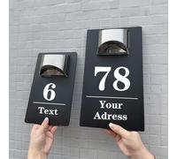 Customized Solar House Number Sign, Personalized LED Light Outdoor Residential Address Plaque, Exterior Street Name Sign(18x32 cm)