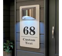 Customized Solar Powered LED House Number Plaque - Modern Illuminated Address Sign - Housewarming Gift for New Home(15x28 cm)
