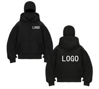 Customized Street Hoodies, Warm Double-Hooded Sweatshirts, Trendy Masked Zip-up Jacket, Personalise The Logo You Want Color1,M