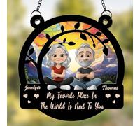 Customized Suncatcher - My Favorite Place in The World is Next to You Personalized Acrylic Window Hanging Suncatcher for Loved Ones, for Romantic Gifts for Him Her