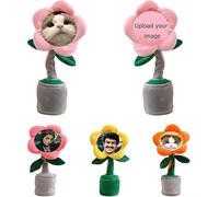 Customized Sunflower with Face,Fun Personalized Imitation Singing and Dancing Cartoon Sunflower Ornaments with Voice Recording,Suitable for Birthdays,Parties Customized Gifts (Custom Sunflower)