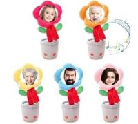 Customized Sunflower with Face,Fun Personalized Imitation Singing and Dancing Cartoon Sunflower Ornaments with Voice Recording,Suitable for Birthdays,Parties Customized Gifts (Custom Sunflower Scarf)