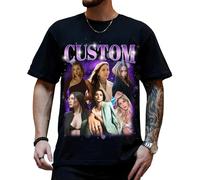 Customized T-Shirt - Personalised Photo T-Shirt - Custom Tee with Vintage Face Photo - Design Your Own Shirt - Gift Idea for Birthday and Valentines Day Black