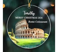 Customized Text & Name Christmas Ornament Gift for Rome Colosseum Memories, Personalized Italy Keepsake Ornaments